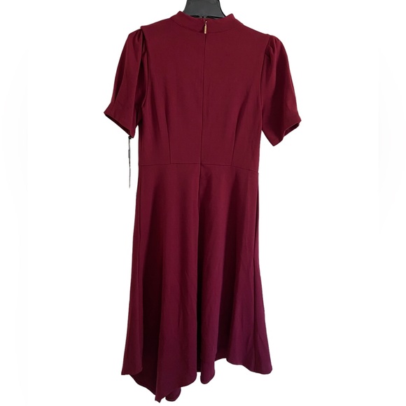 Karl Lagerfeld Paris Ponte-Knit Asymmetrical Dress Mulled Wine 8 New Wit… - Picture 7 of 7